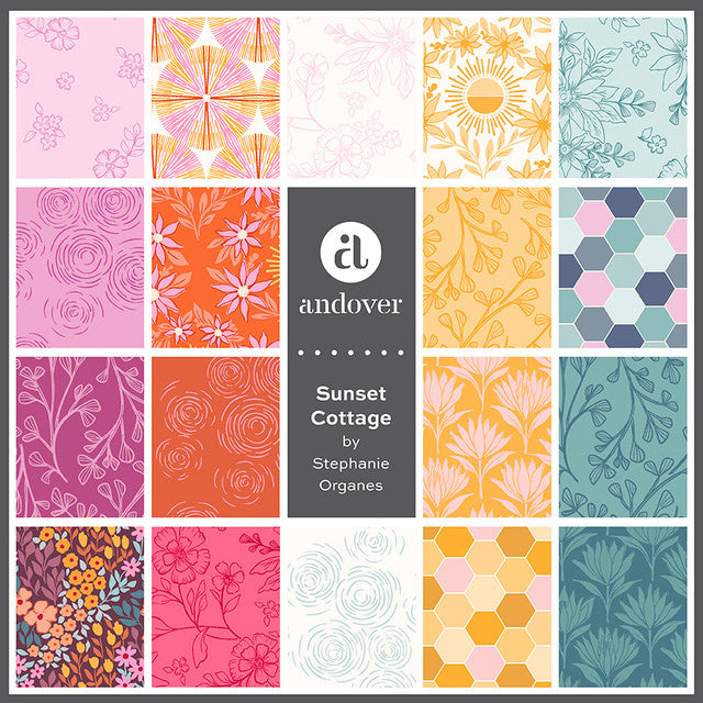 Sunset Cottage Fat Quarter Pack by Stephanie Organes for Andover Fabrics — precut quilting cotton bundle